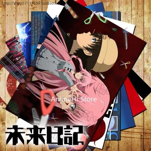 10 pcs/set Anime Future Diary posters Gasai Yuno Uryuu Minene Akise Aru wall pictures for Colletion A3 42x29CM Stickers