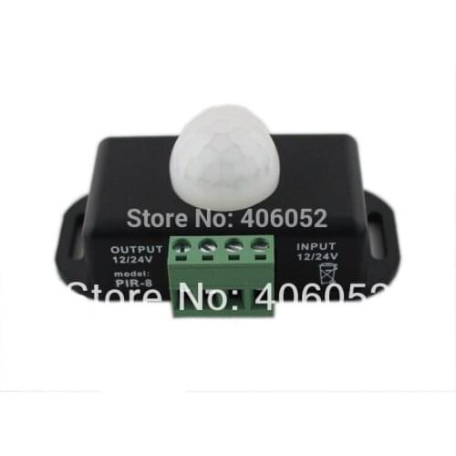 10pcs Wholesale Black Shell DC12-24V,72-144W,6A 1 Channel, PIR Sensor Switch, Infrared Human Body Induction Switch