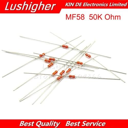 20 Pcs 50K MF58 Thermal Resistor NTC MF58 3950 B 50K Ohm 5% Thermistor