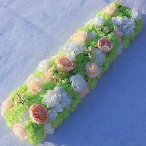 25CM*100cm Artificial Rose Peony Eucalyptus White Silk Flower Row Wedding Road Lead Flowers Table Centerpieces Home Party decor