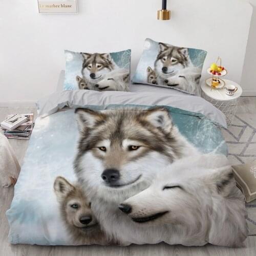3D Design Animal Wolf Comforter Shall Duvet Quilt Cover Pillow Case Bedding Set King Full Single Size Home Textile