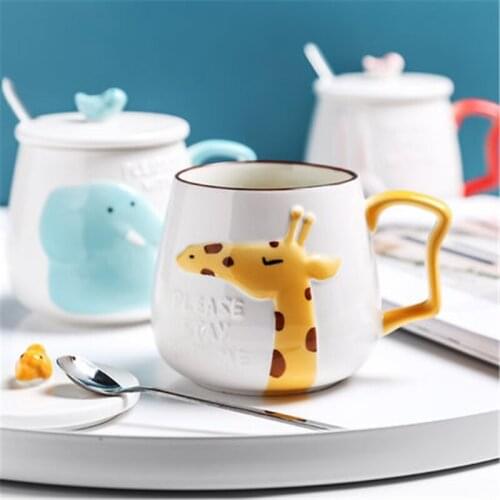 410ML Cute giraffe elephant rabbit Ceramics Mugs coffee mug Milk Tea office Cups Drinkware the Best birthday Gift with Box