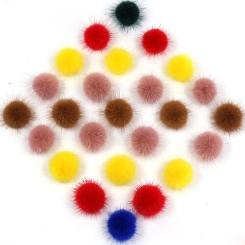 50pcs/lot DIY mix color 3cm Real mink Fur pom poms fur balls for earrings and hair accessories scarf real fur pompoms