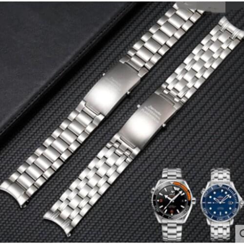 Watch accessories watch steel band 20mm solid stainless steel arc mouth mens wear steel band