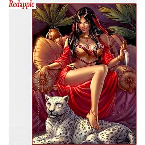 Full Square Round Drill Cleopatra 5D DIY Diamond Painting Egypt sexy woman and Leopard Embroidery Cross Stitch 5D Home Decor art