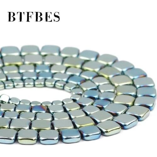 Green 4/6/8mm Flat Square Natural Hematite Stone Spacers Loose Beads For Jewelry Making DIY Bracelet Accessories Wholesale