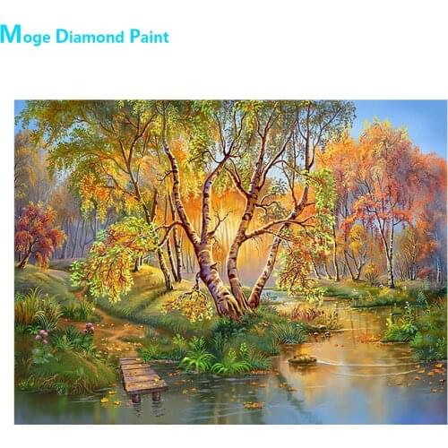 Trees Morning Scenic Diamond Painting Round Full Drill Nouveaute DIY Mosaic Embroidery 5D Cross Stitch Gifts