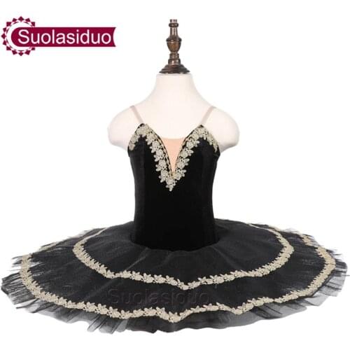 Children Black Ballet Tutu Black Swan Performance Stage Wear Girls Ballet Dance Competition Costumes Women Ballet Skirt