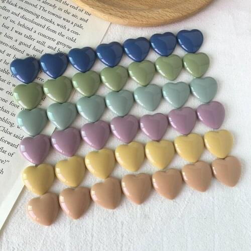 DIY Ornament Accessories 100pcs 18*20mm Flatback Heart Resin Acrylic Cabochons Fit Fashion Earring Necklace Bracelet Garments
