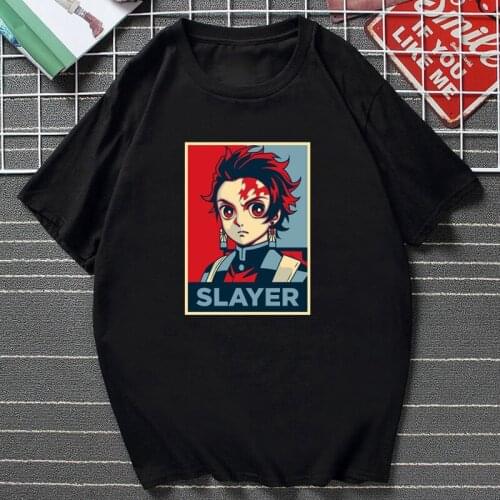 Vintage Demon Slayer Printed T Shirt Men/womens Short Sleeve Cool Tanjiro Kamado Streetwear Harajuku Tops Kimetsu No Yaiba Tee