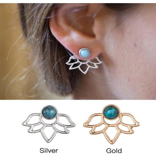 Jisensp 2019 New Korean Pearl Ear Jackets Hollow Leaves Stud Earrings Fashion Jewelry for Women Girls Everyday Jewelry Gift