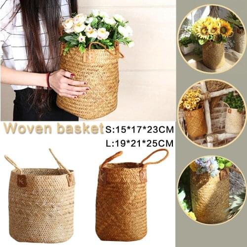 2021 Hand-Woven Storage Basket Fruit Gardening Storage Bags Ontainer Home Decoration Nordic Simple Storage Box Hamper Organizer