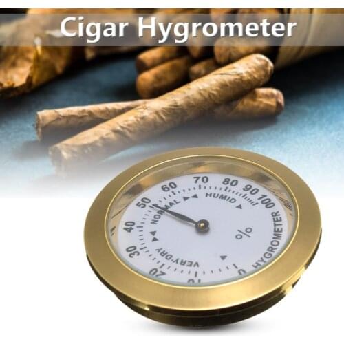 Cigar Tobacco Humidity Brass Analog Glass Lens Hygrometer Accurate Sensitive Gauge Reads Relative Humidity Hygrometer Cigar Tool