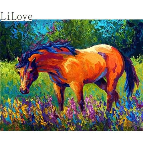 LI LOYE DIY 5D Diamond Painting Painted horse Home Decoration Full Drill Embroidery Mosaic rhinestone Craft Cross Stitch FZ463
