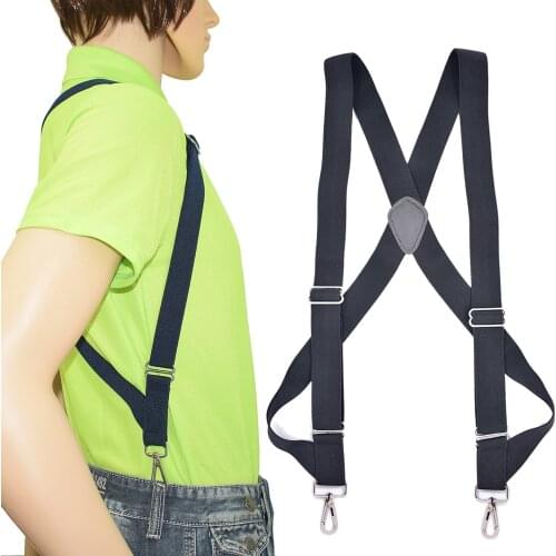 Mens Heavy Duty Trucker Suspenders 3.5cm Wide X-Back with 2 Side Clip Swivel Hooks Adjustable Elastic Big Tall Trouser Braces