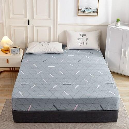 1pcs 100% Cotton Printed Fitted Sheet Mattress Cover Double Four Corners With Elastic Band Adult Kids Bed Linen (No Pillowcase)