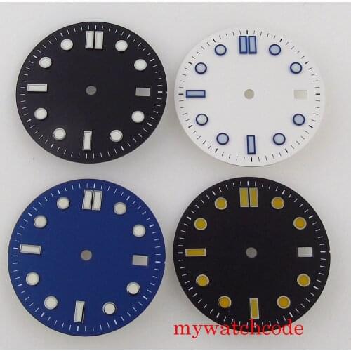 New Top Bliger 31mm Sterile Watch Dial For NH35A Automatic Movement With Date Window Green Luminous Marks Wristwatch Repair Part