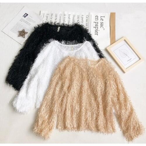 HISUMA Autumn Winter O-Neck Long Sleeve Women Tassels Basic Shirt Female Short Slim Pullover Punk Knitted Sweater Blouse Tops