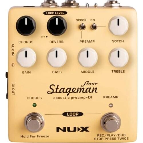 NUX Stageman Floor Acoustic Preamp/DI Pedal With Chorus, Reverb,Freeze And 60 Seconds Loop For Acoustic Guitar,Violin,Banjo