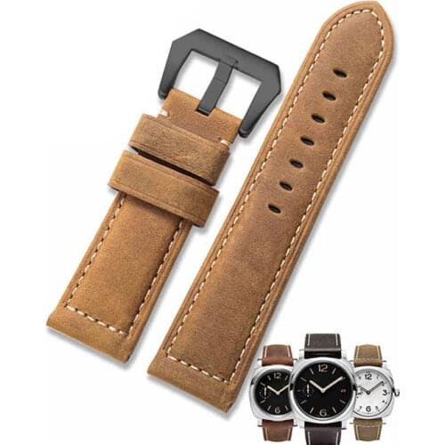 Genuine Leather Watch Strap 22mm 24mm 26mm Vintage Watchband Suitable for Panerai Luminor Wristwatch Replacement Accessories