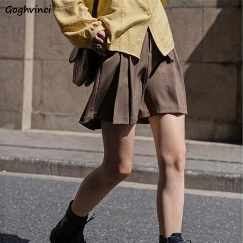 Shorts Women Summer Minimalist High Waist Baggy Pure Color Unisex Japan Style Retro All-match College Leisure Chic Streetwear