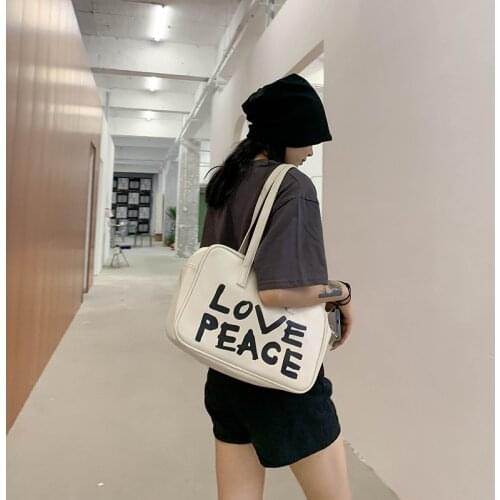 Solid Casual Womens Bag 2021 New Simple Versatile Soft PU Leather Shoulder Bags For Girls Fashion Letter Tote Handbags Graffiti