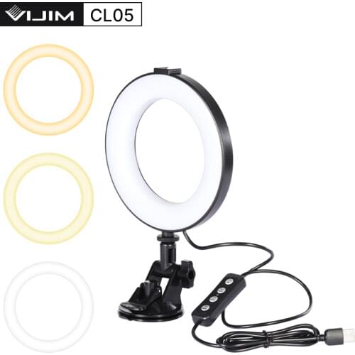 VIJIM CL05 Video Conference Light 6'' 3200k-6500k Ring Light with Sucktion cup Led Video Light Laptop Live Streaming Fill Light