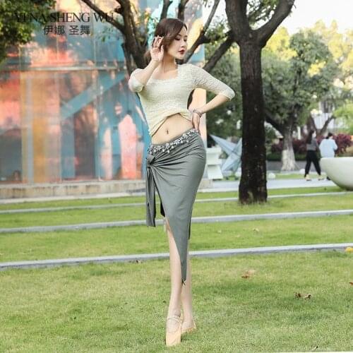 Women Belly Dance Practice Clothes Sexy Oriental Indian Dancing Medium Sleeve Top Long Skirt Summer Beginners Stage Wear Outfits