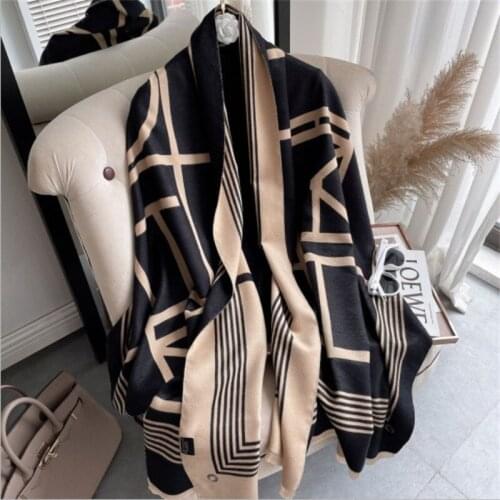 Striped Printed Women Winter Scarf Shawl Luxury Pashmina Cashmere Warm Scarves Ladies Thick Blanket Design Bufanda Stoles Female