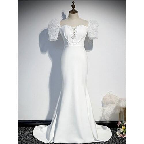 Vestido De Festa Sweetheart Mermaid Evening Dress Court Train Robe De Soiree 2021Fashion White Long Evening Dresses Formal Dress