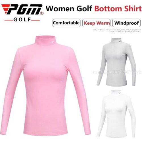 Winter Womens Shirt Long Sleeve Golf Clothing Keep Warm Woman Sports Bottoming-Shirt Autumn Elastic Soft Underwear High Neck