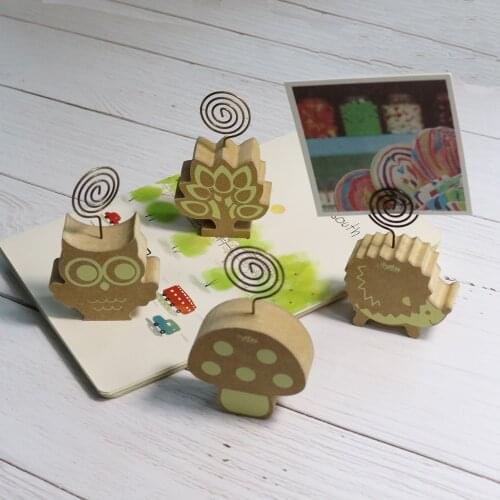 Card Bookend 1pc Owl Hedgehog Tree Mushroom Fresh Photo Clip School Student Supply Decor Card Bookend Holder Rack