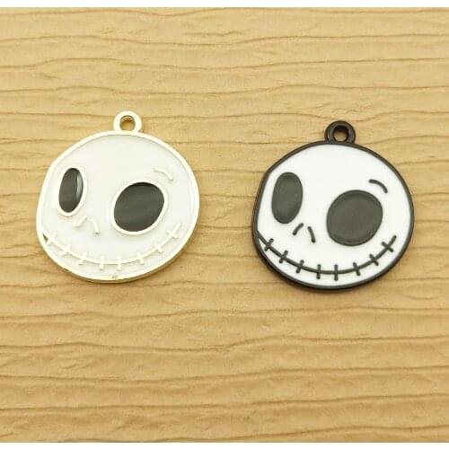 10pcs 20x22mm enamel halloween skull charm for jewelry making crafting earring pendant bracelet charm necklace charm diy finding