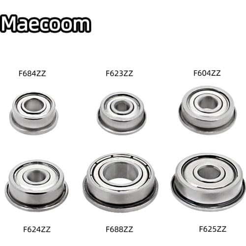 10pcs Flange Ball Bearings F604ZZ F623ZZ F624ZZ F625ZZ F684ZZ F688ZZ 3D Printers Parts Deep Groove Pulley Wheel Aluminium Part