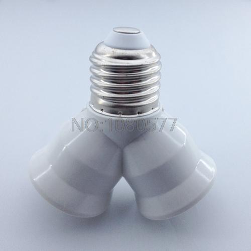 10pcs/lot E27 to 2 E27 Light Lamp Bulb Adapter Converter Splitter, flame retardant PBT free shipping