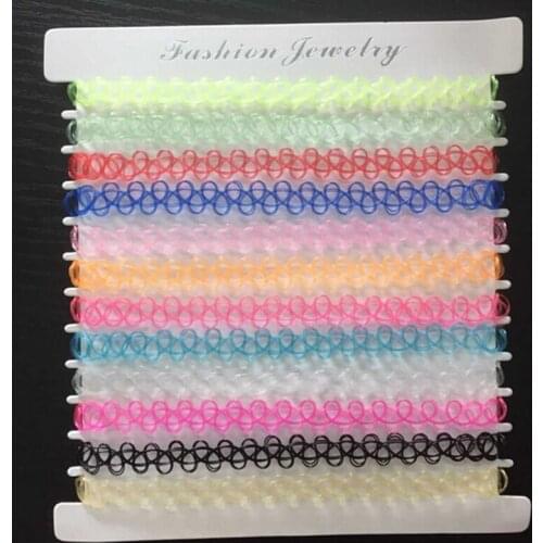 12 Pcs/lot Vintage Mutil Colors Tattoo Choker Necklace For Women Boho Tattoo Necklace Female Gothic Jewelry Wedding Gifts