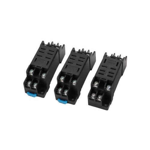 3 Pcs 35mm DIN Rail Mounting Relay Socket Base Holder DTF08A 8 Terminals