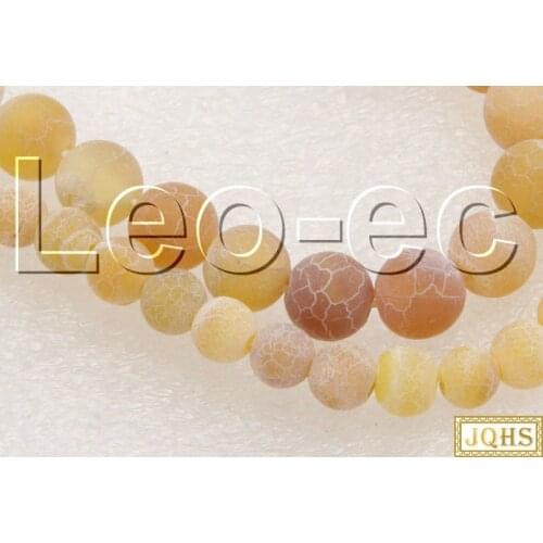 6mm 8mm round yellow Matte Crackle Agates Loose Strand For Jewelry Making 15" v1334