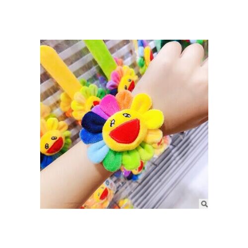 60pcs/lot DIY Multi Fabrics Sunflower Clap Ring Smile Face Bracelets Hair Styling Tools Accessories HA782