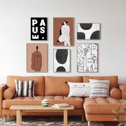 Abstract Female Body Canvas Art Painting Line Face Posters Pause Print Minimalist Wall Art Poster Vintage Pictures Home Decor