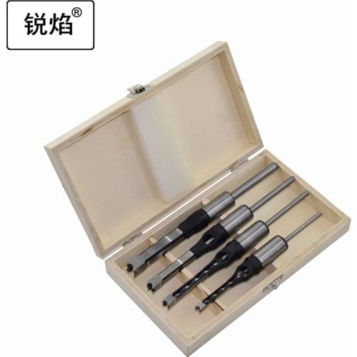Free shipping HSS Drill Bits Square Drill Bits, Flush Chisel Drill Bits Set Square Hole Woodworking Drill Bit Tool Kit Set