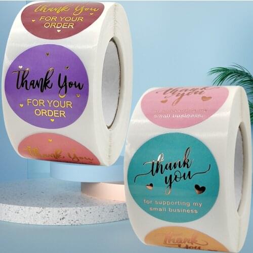 Big Size Thank You for Supporting My Small Business Stickers Colorful 4 Designs Waterproof to Seal Envelopes Bags Box Packages