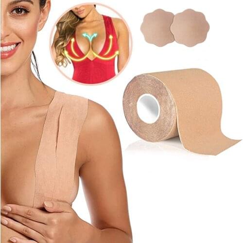 Boob Tape Self Adhesive Push Up Bras For Women Strapless Silicone Sticky Bra Body Invisible Nipple Cover Breast Lift Up Tape Bra