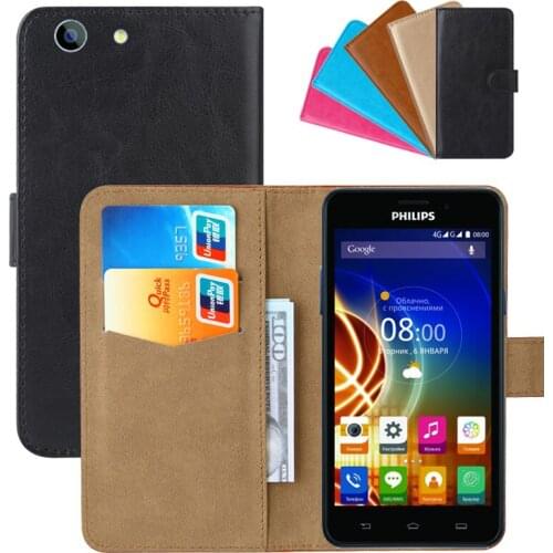 Luxury Wallet Case For Philips Xenium V526 PU Leather Retro Flip Cover Magnetic Fashion Cases Strap