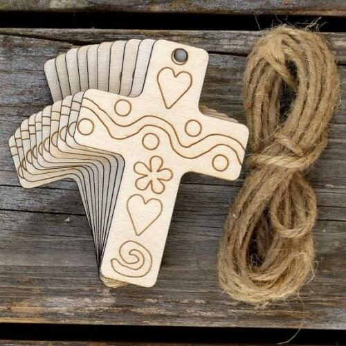 Wooden Christian Cross with a Fancy Patten Craft Shapes Plywood