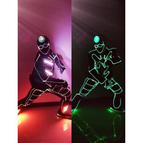 DMX Program control Optical Fiber LED dance costume Color change LED light Suits LED Robot