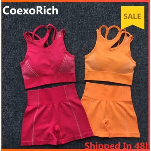 Yoga Set Women Sleeveless Sport Suit Workout Gym Clothes Fitness Sports Bra High Waist Shorts 2 Piece Utra Seamless Sportswear