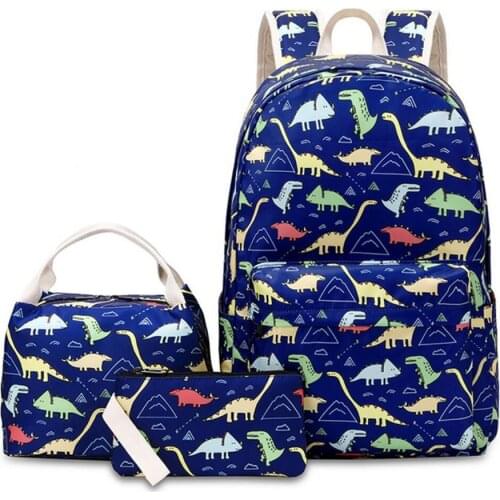 3 Piece Bag Set Backpack Waterproof Cute Dinosaur Kids Preschool Backpack With Insulated Lunch Box Toddler School Bookbag Set