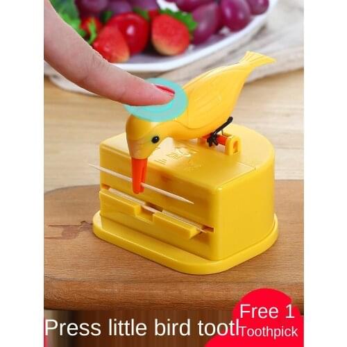 Bird Toothpick Box Press Type Personality Living Room Creative Plastic Cartoon Automatic Toothpick Holder Barrel Cute Household