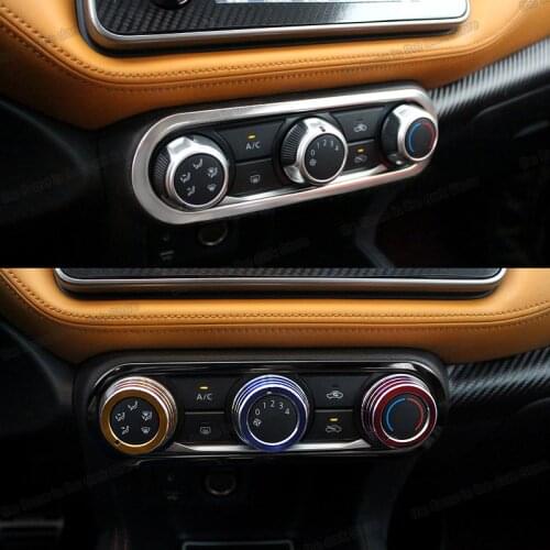 Leather Car Center Console Air Conditioning Control Knob Frame Trim Cover for Nissan Kicks 2017 2018 2019 2020 2021 Accessories
